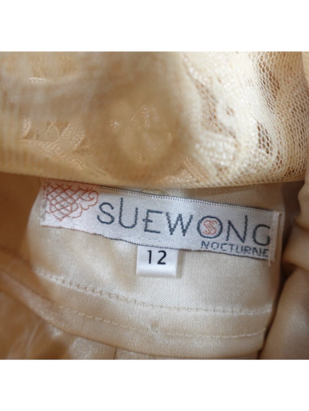 Sue Wong Women's Dress 12 Ivory Cream Lace Nocturne Sheath Cocktail Wedding - Picture 8 of 13